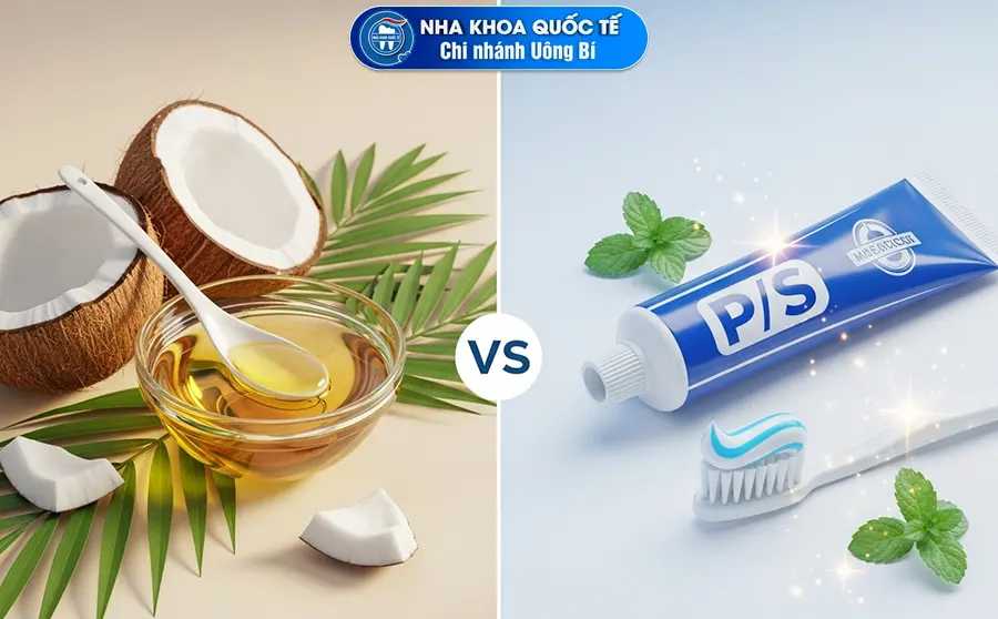 dầu dừa và kem đánh răng