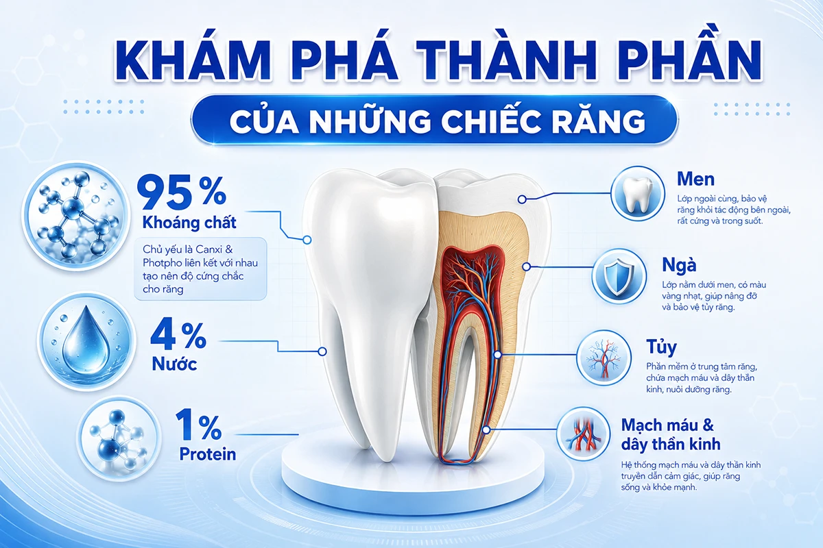 khám phá thành phần của Răng