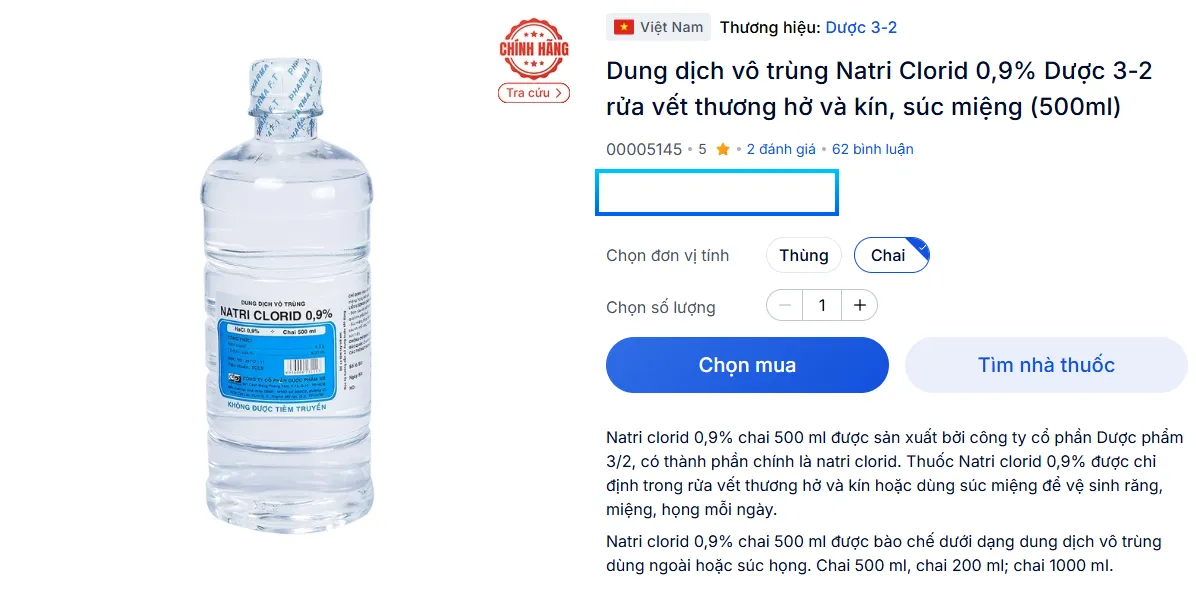 Sử dụng nước muối chính hãng