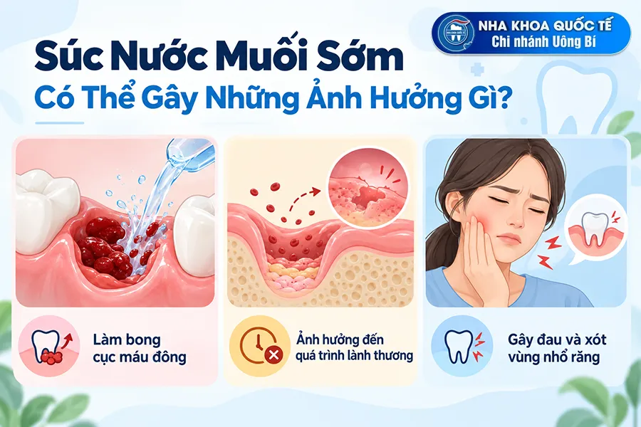 tác hại súc miệng nước muối sau nhổ răng